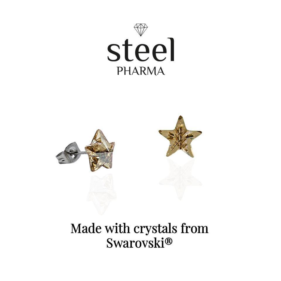 Color Golden Star Stud Earrings Set Decorated with Swarovski Crystal