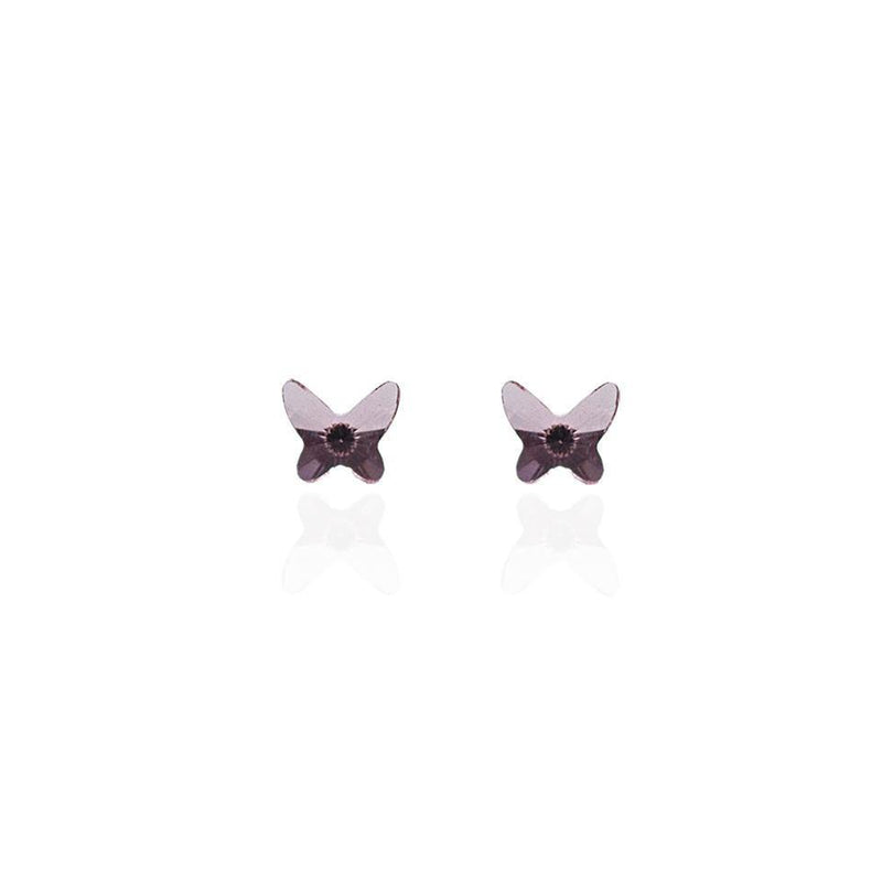 Pink Butterfly Stud Earrings Set Decorated with Swarovski Crystal