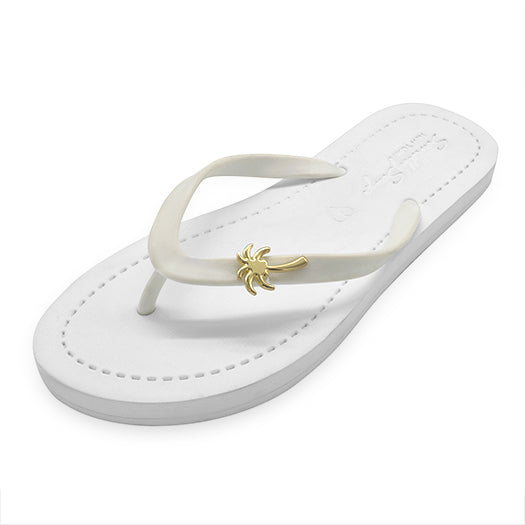 Gold Palm Tree - Studs Flat Flip Flops Sandals