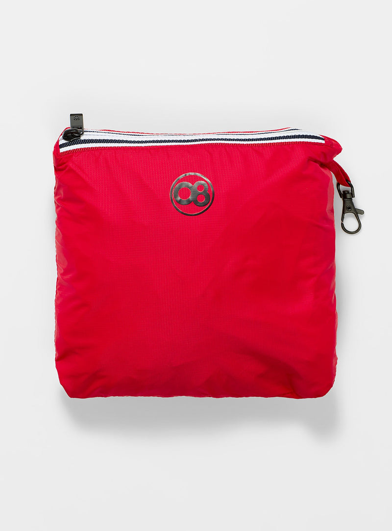 Red Full Zip Packable Rain Jacket