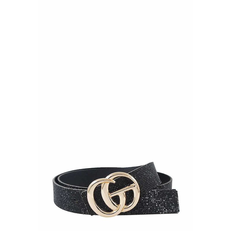 Chic Rhinestone And Letter Buckle Accented Belt