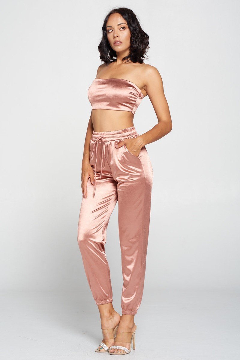 Silky Tube Top and Matching Pant Set