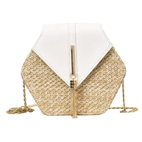Fashion Hexagon Mulit Style Straw+pu Bag Handbags
