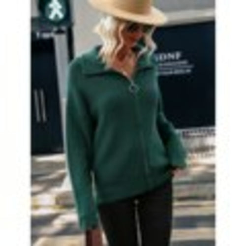 Zip-Up Sweaters For Women Knit Tops