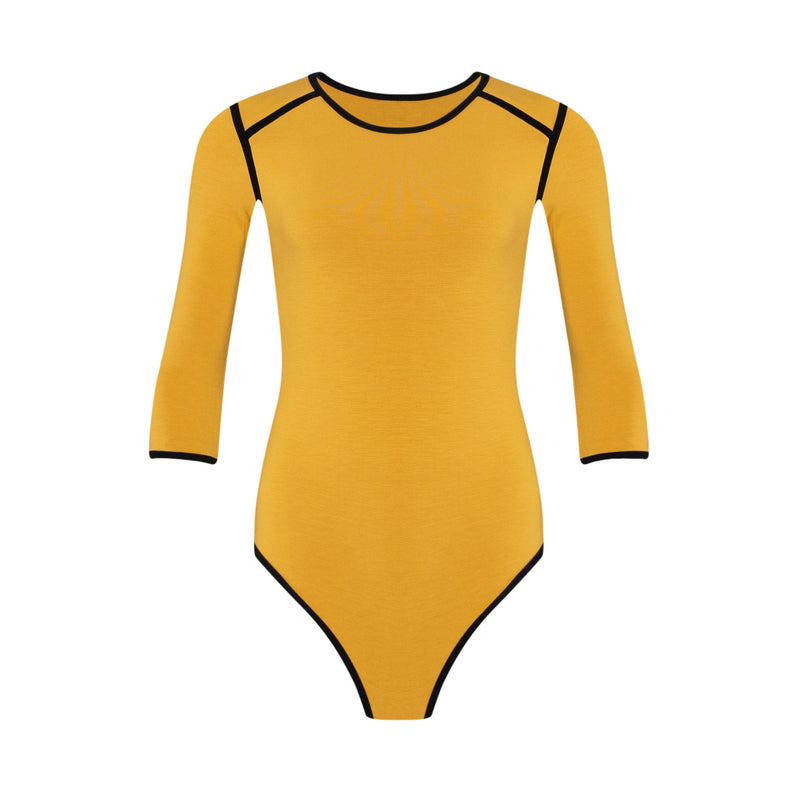 Girl Two tone Eco bodysuit in Canary Yellow