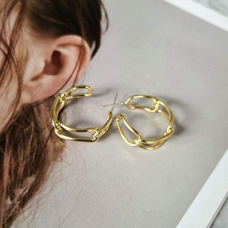 Gold Cuban Hoop Earrings