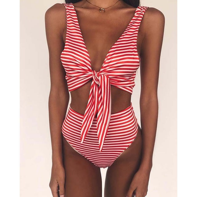 High Waist Stripes Bikini Set