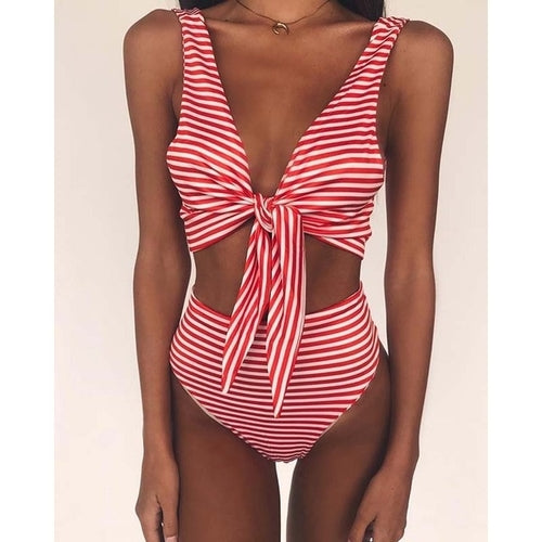 High Waist Stripes Bikini Set