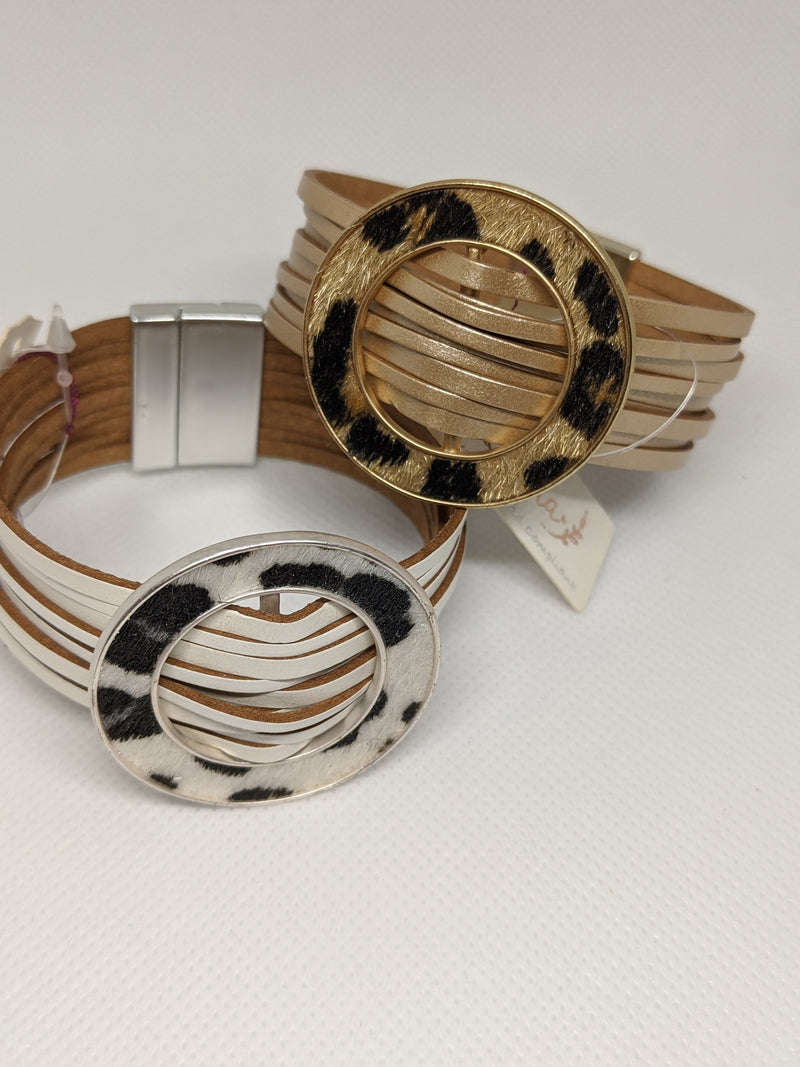 Cheetah Faux Leather Magnetic Bracelets