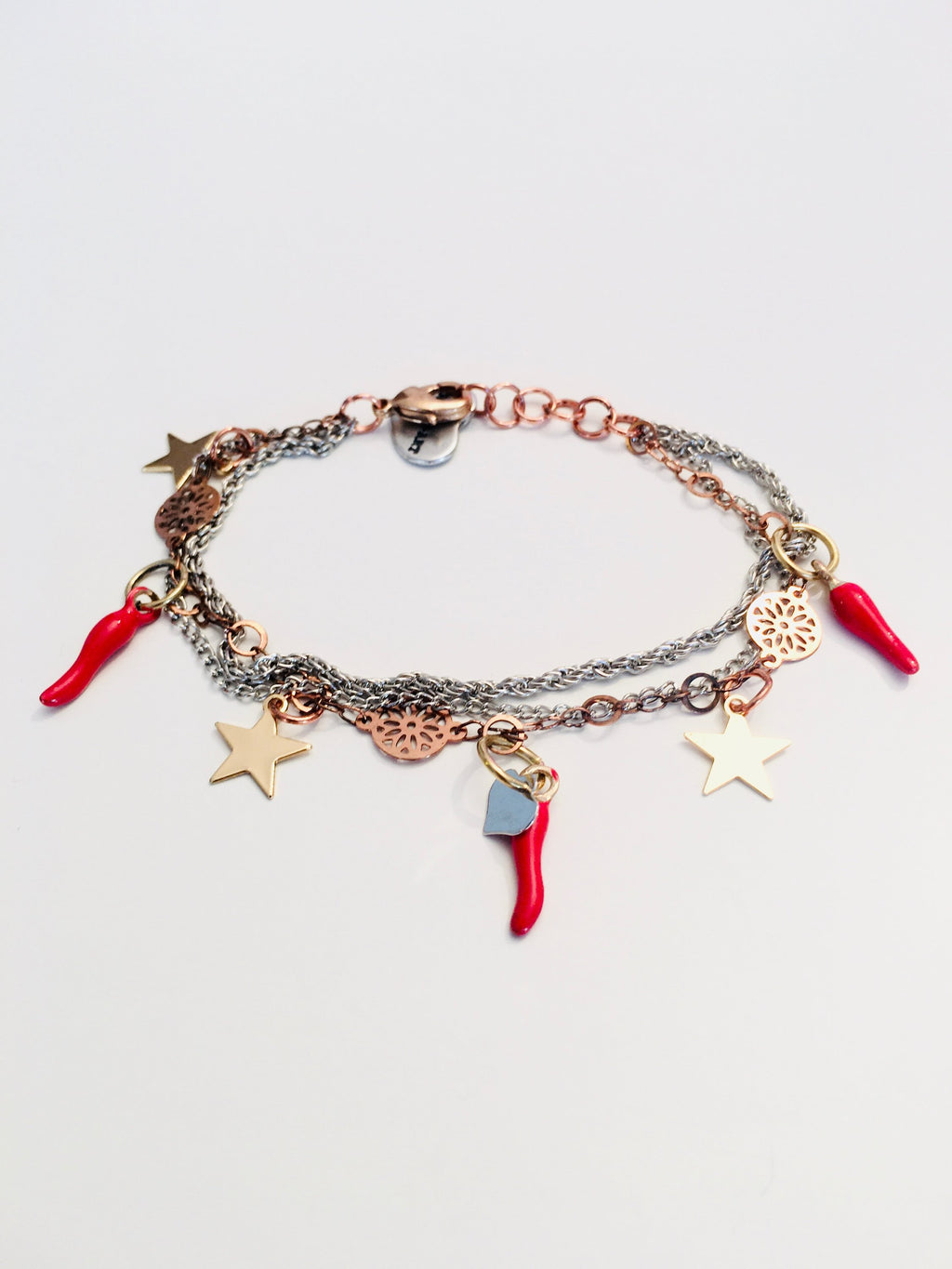 Red horn and gold star bracelet.