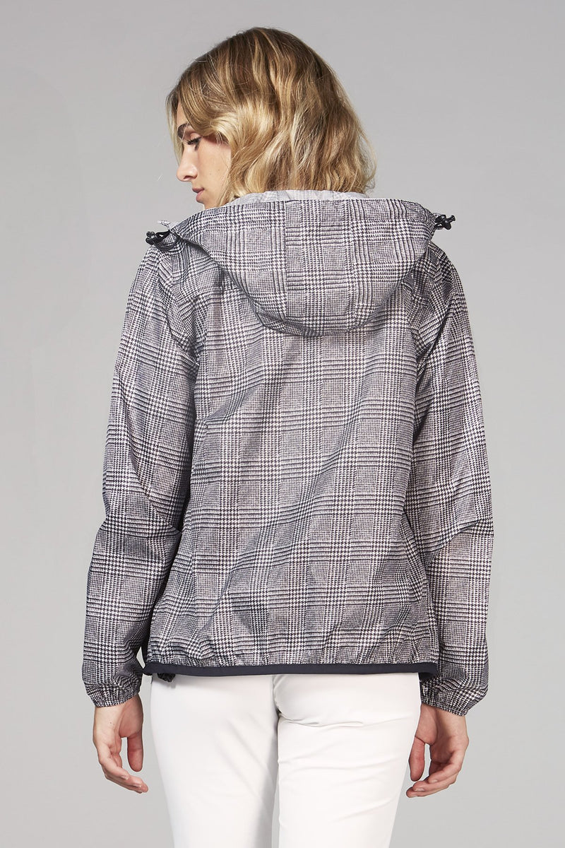Sloane - plaid full zip packable rain jacket
