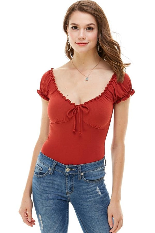 Solid Puff Sleeve Peasant to Bodysuit