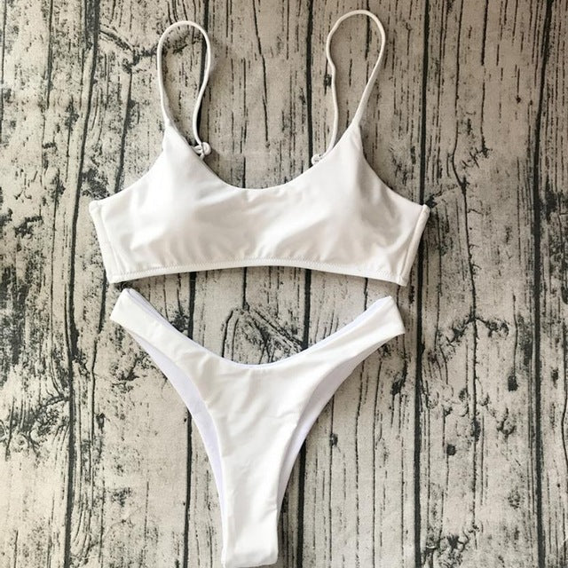 White Push-Up Padded Bra Bikini Set