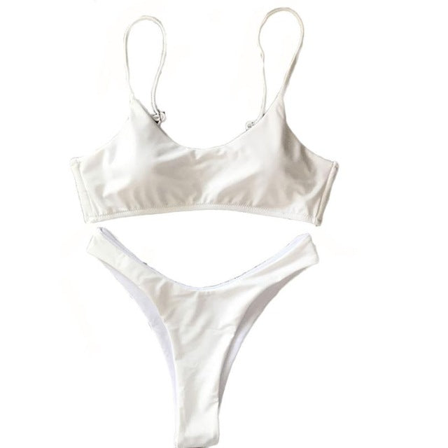 White Push-Up Padded Bra Bikini Set