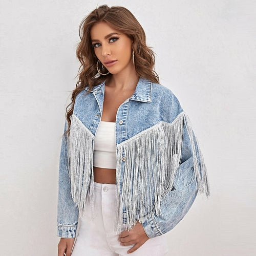 Fringed Jacket Long Sleeves Loose Outerwear