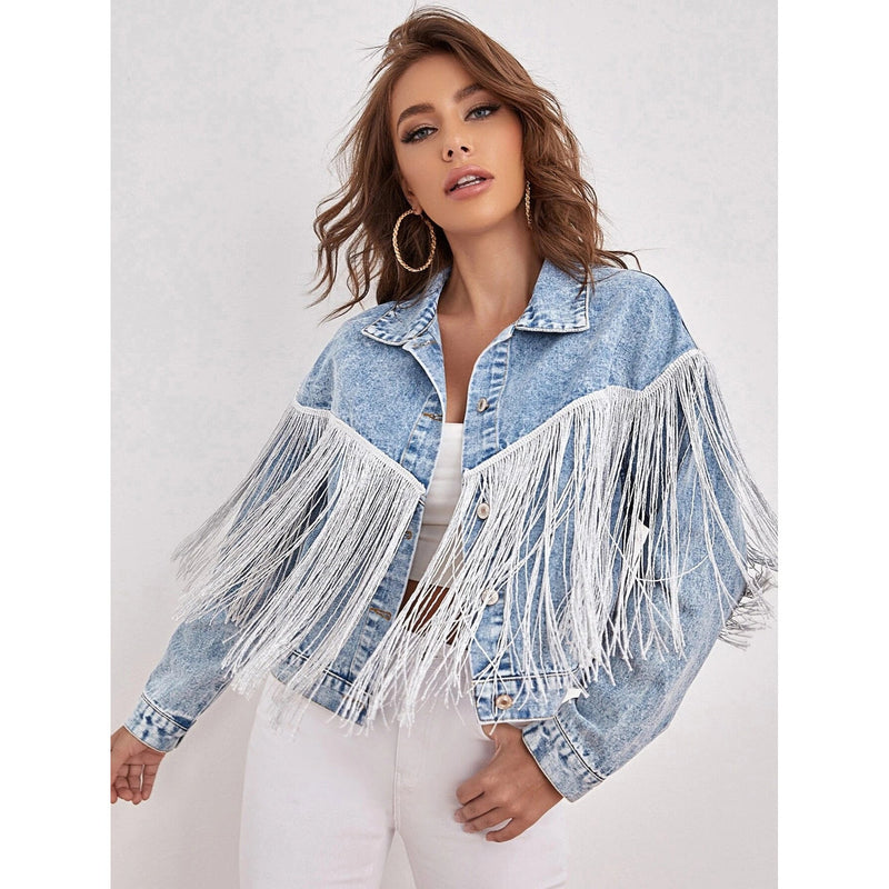 Fringed Jacket Long Sleeves Loose Outerwear