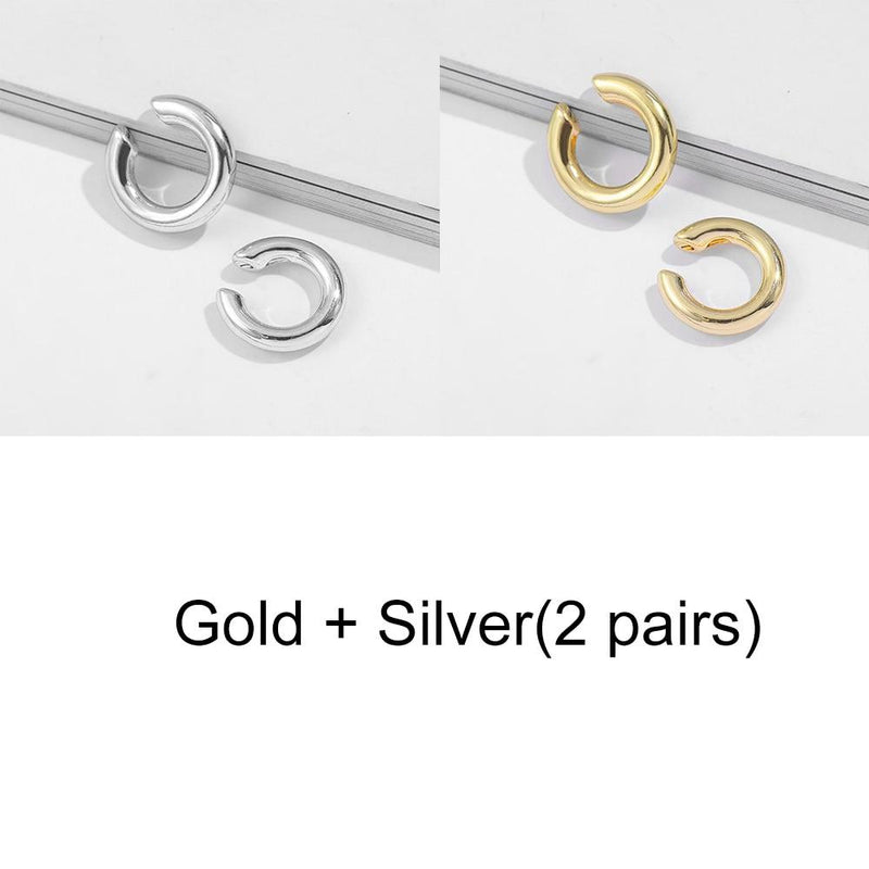 Punk Rock Gold Color Clip Earrings