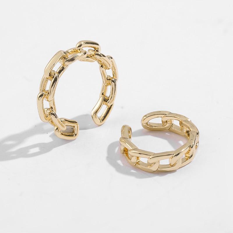 Punk Rock Gold Color Clip Earrings