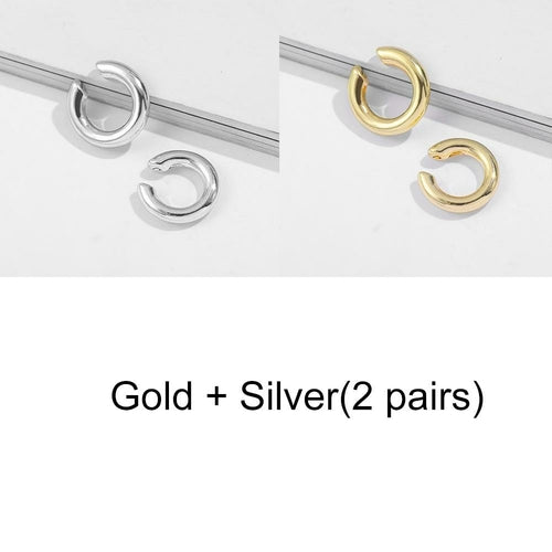 Punk Rock Gold Color Clip Earrings