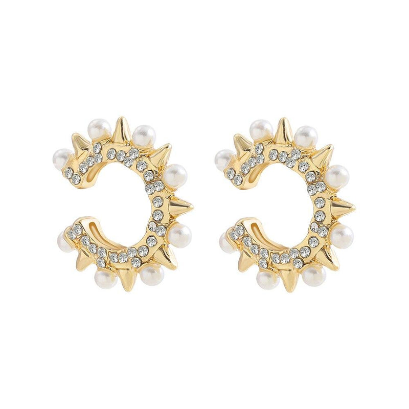 Punk Rock Gold Color Clip Earrings