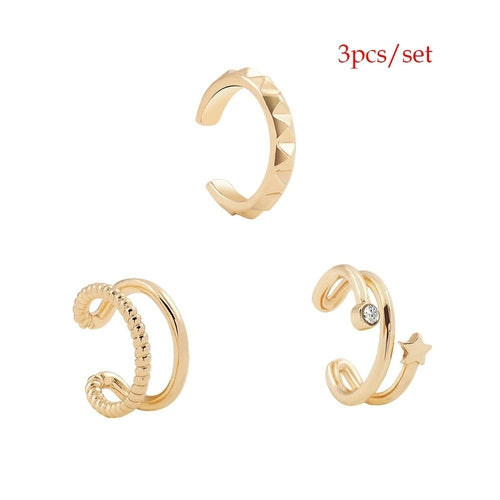 Punk Rock Gold Color Clip Earrings