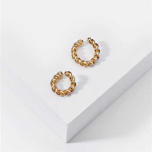 Punk Rock Gold Color Clip Earrings