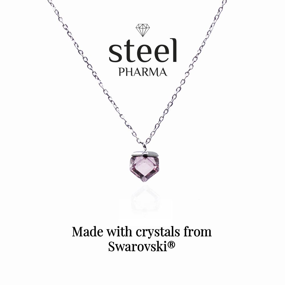 Rose Cube Necklaces With Pendant Decorated GENUINE SWAROVSKI Crystal