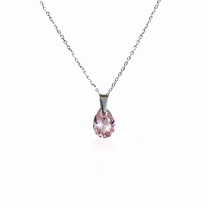 Pink Pear Necklaces With Pendant  Decorated With GENUINE SWAROVSKI Crystal