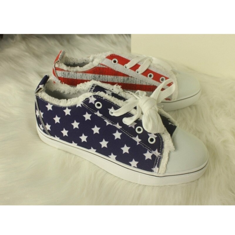 Blue Red Round Toe Casual Canvas Shoes Flat Sneakers Shoes