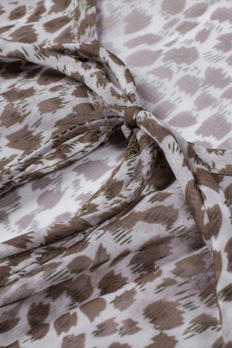 Saint Helena Leopard Printed Ruffle Long Sleeve Blouse