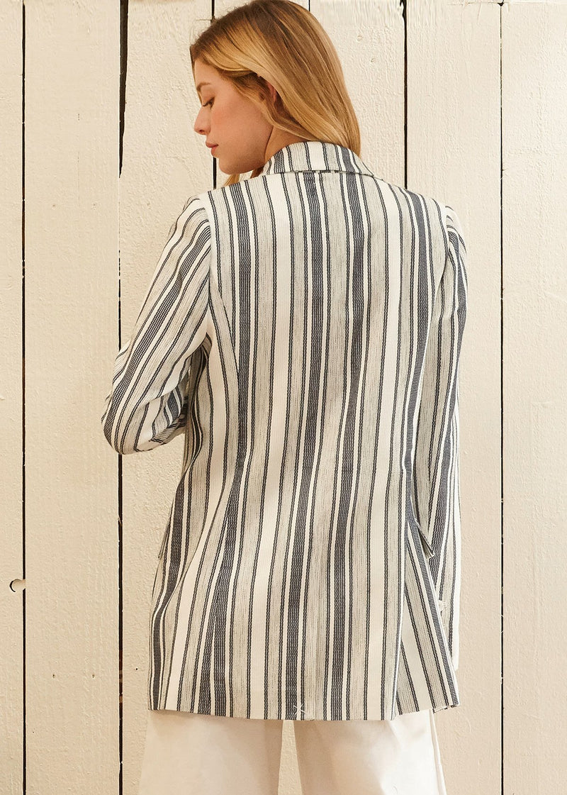 Women's Stripe Blazer in Blue White