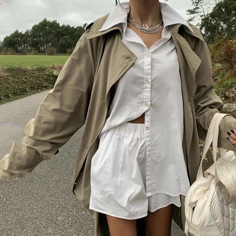 Turn-down Collar Long Sleeve Blouse Shirts Suits two Piece Set