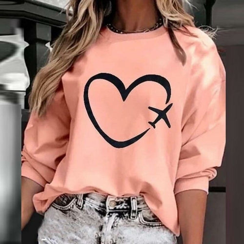 Colorful Heart Print Hoodie Sweatshirt