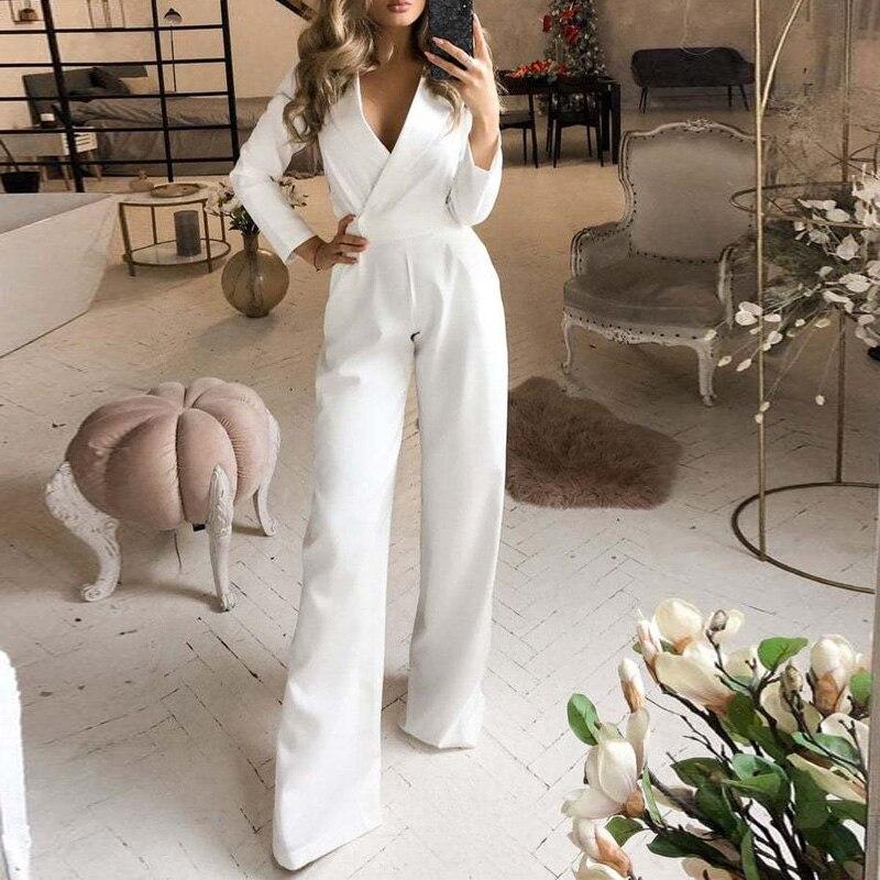 Fashion Wide Leg Party Playsuit Overalls casual Solid Jumpsuits