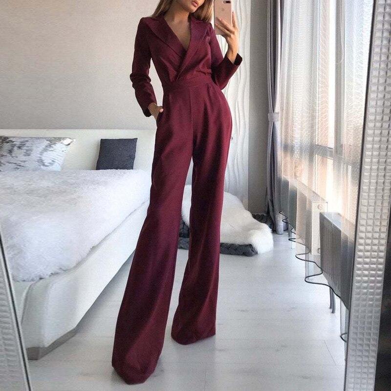 Fashion Wide Leg Party Playsuit Overalls casual Solid Jumpsuits