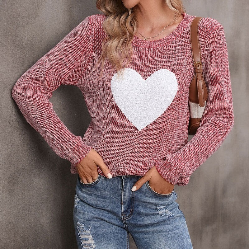 Fashion Love Heart Knit Sweater Pullovers
