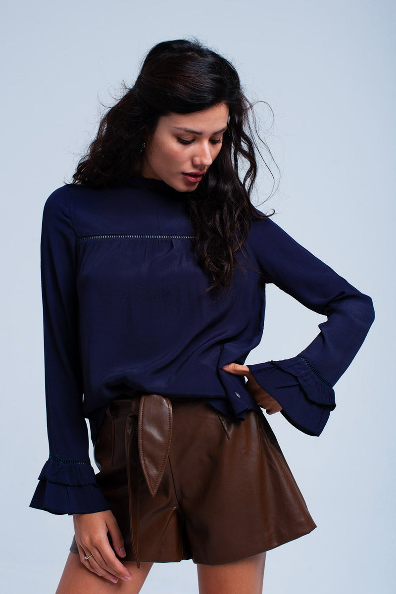 Flowing Navy Blouse