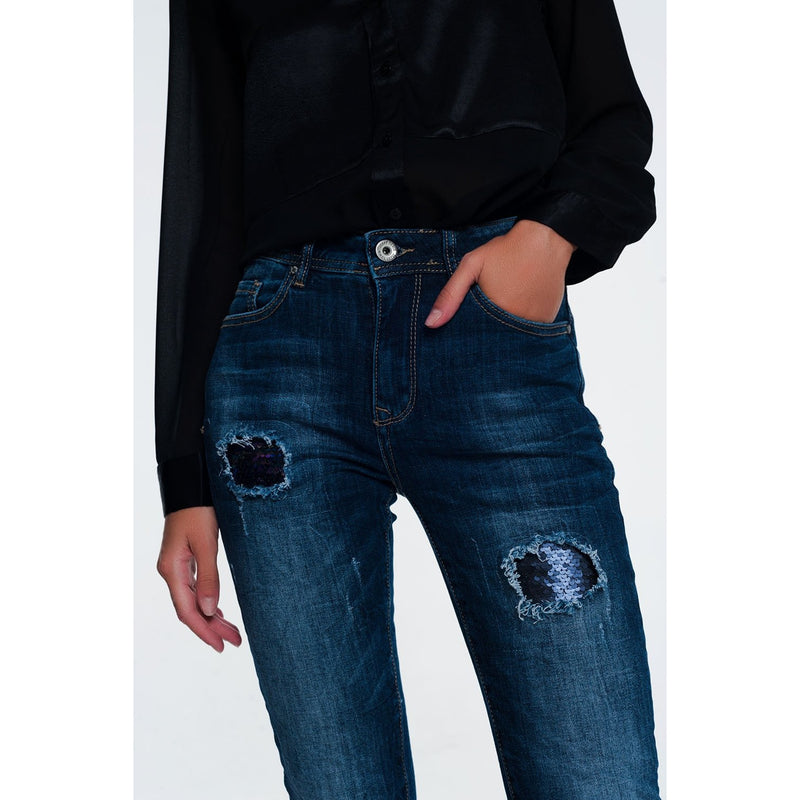 Jeans With Sequins and Rips