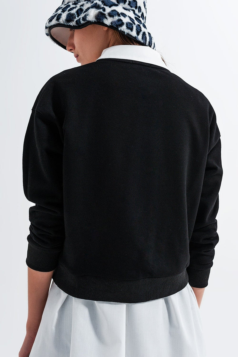 Sweatshirt in Black With Biker Print