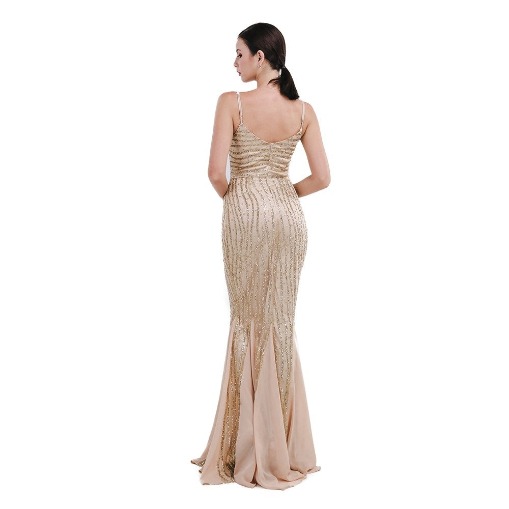Champagne Gold Evening Gown Prom Dress