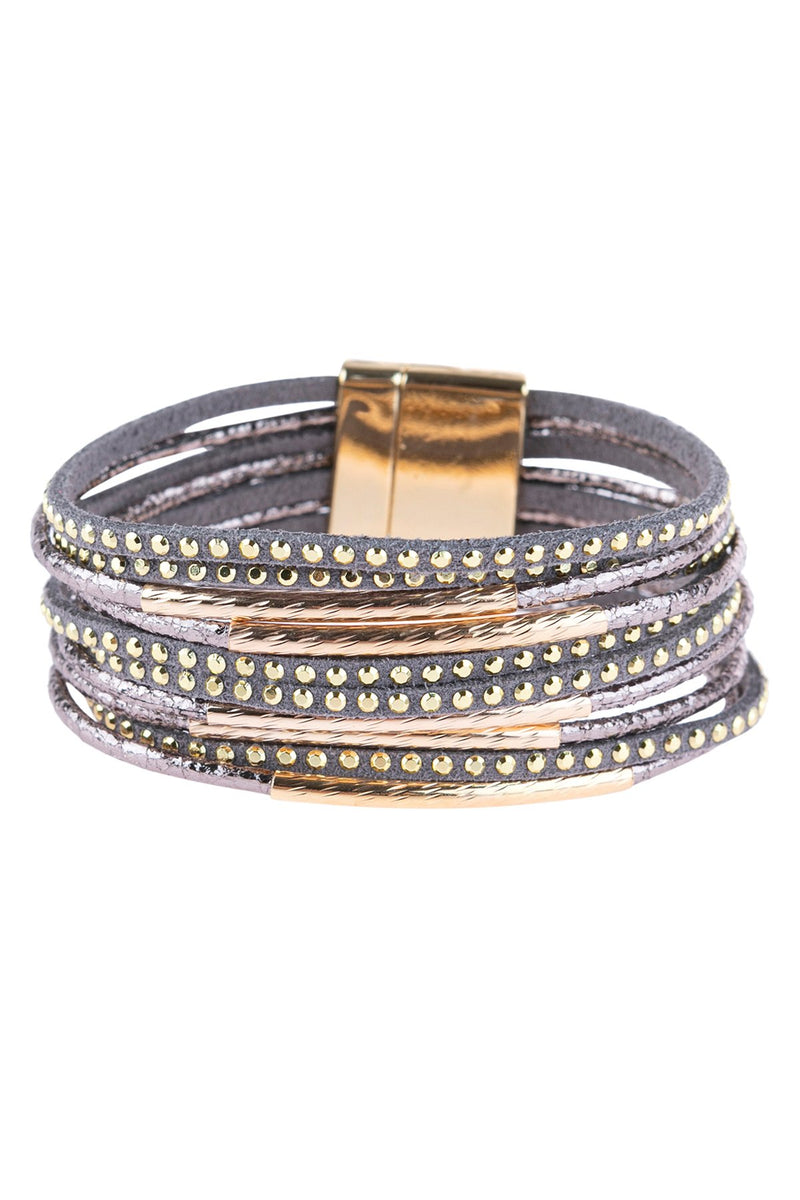 Hdb3067 - Multiline Leather Magnetic Bracelet