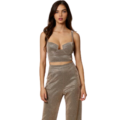 Ashley Sparkly Metallic Top and Pant Set