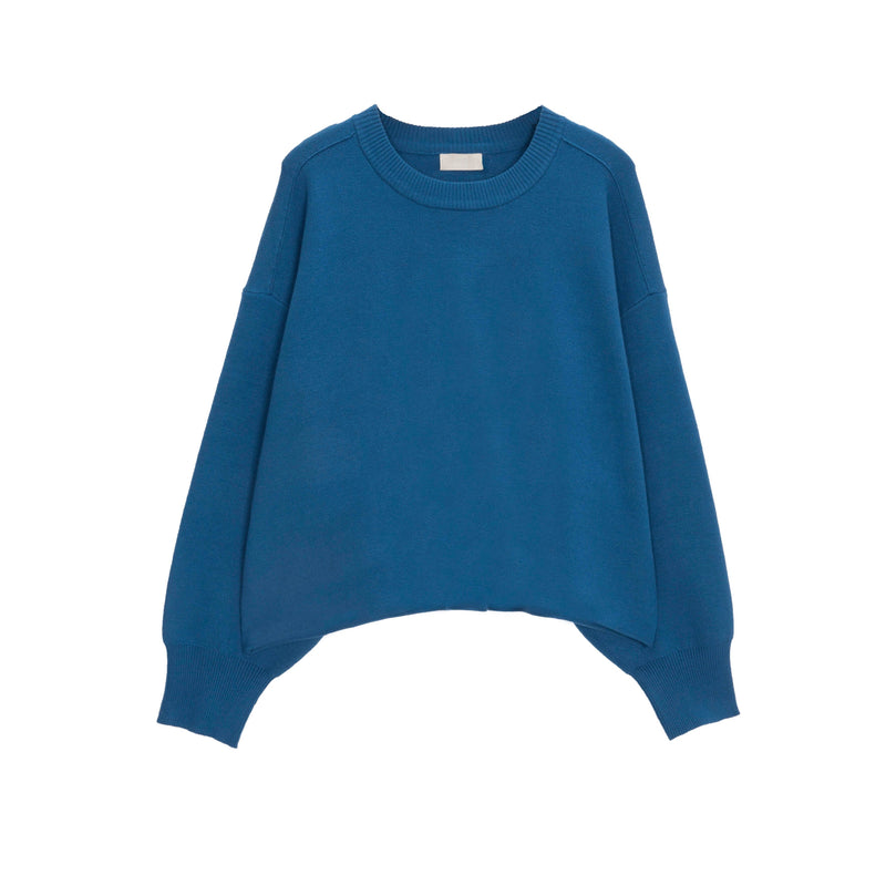 Balloon Sleeve Knitted Jumper in Blue