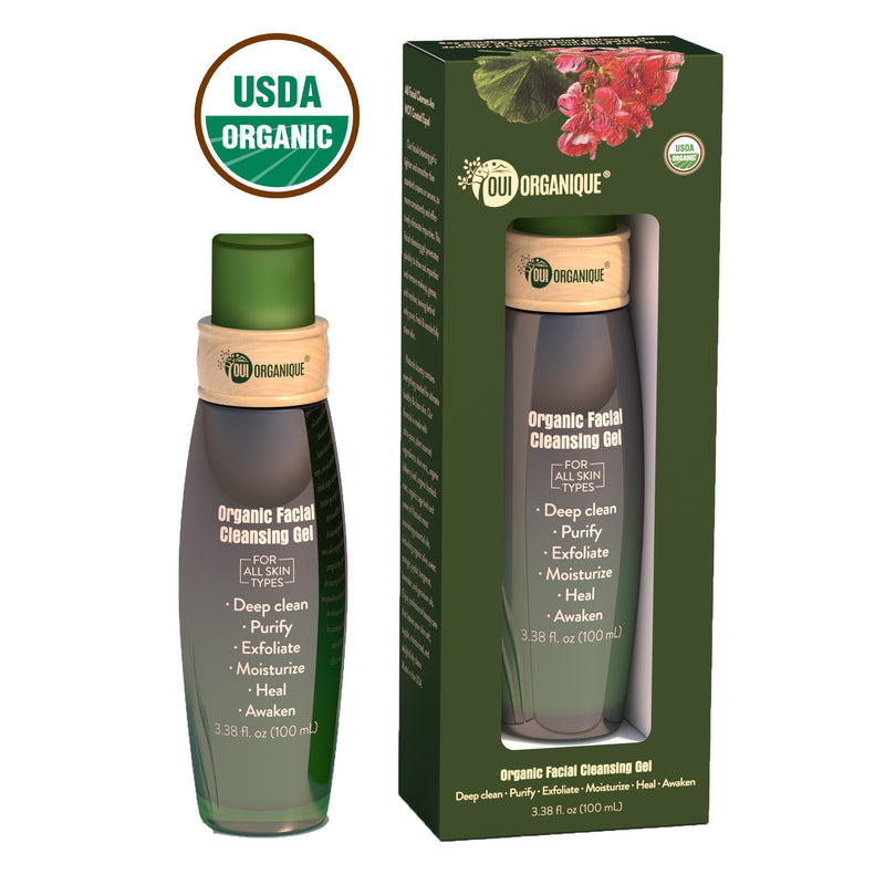 Certified Organic Facial Cleansing Gel with Geranium oil, for all skin