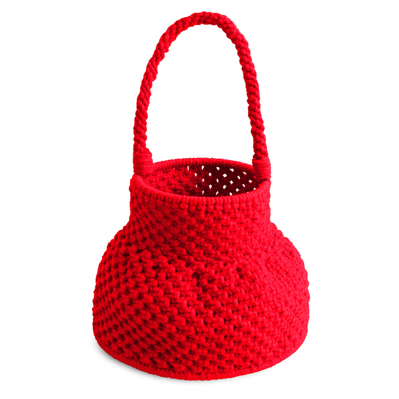 PETITE NAGA Macrame Vessel Basket Bag, in Red