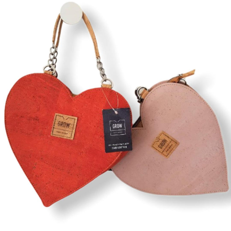 Cork heart shape Handbag, Cork bags, Vegan Leather, Handmade bags
