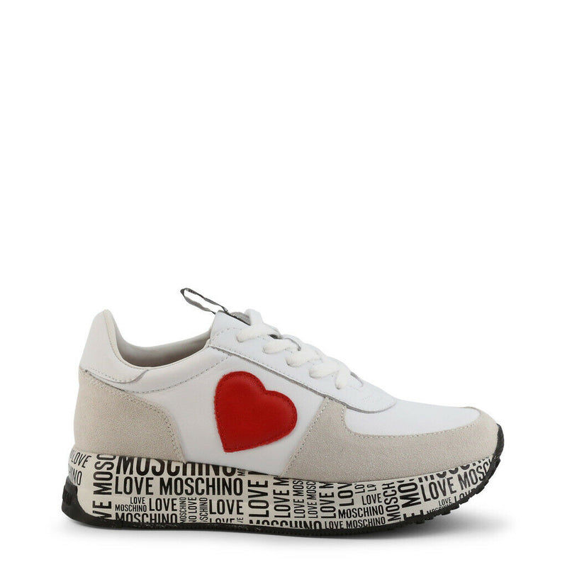 Love Moschino White & Red Heart Sneakers