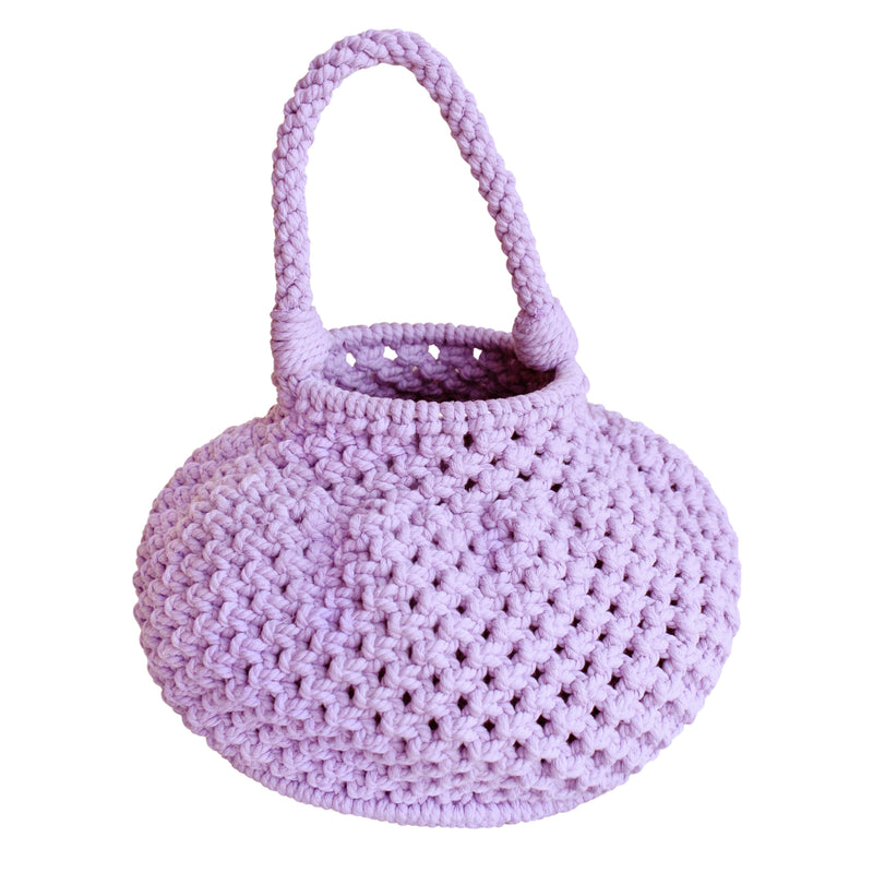 NAGA Macrame Vessel Basket Bag, in Periwinkle Purple
