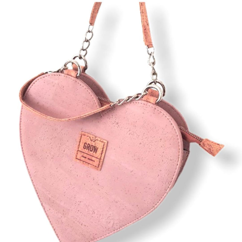 Cork heart shape Handbag, Cork bags, Vegan Leather, Handmade bags