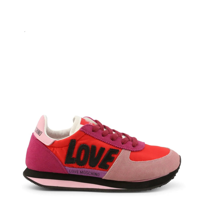 Love Moschino Pink Red Suede Sneakers